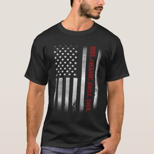 叔父フリーキン叔父最高ののMens Ever Us Flag Tシャツ (正面)
