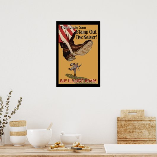 叔父救済のサムはカイザーヴィンテージWW1をスタンプ ポスター (キッチン)