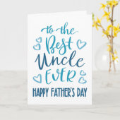 叔父最高のの父の日のタイポグラフィイン・ブルー カード (黄色い花)