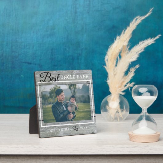 叔父最高のエバカスタムイトグレー素朴ウッド フォトプラーク (インサイチュ)