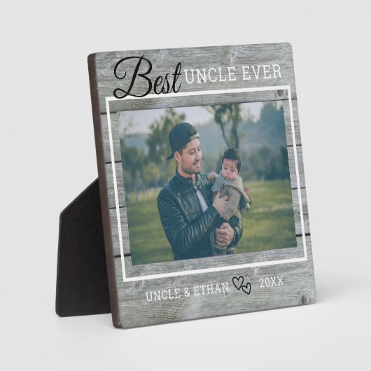 叔父最高のエバカスタムイトグレー素朴ウッド フォトプラーク (正面)