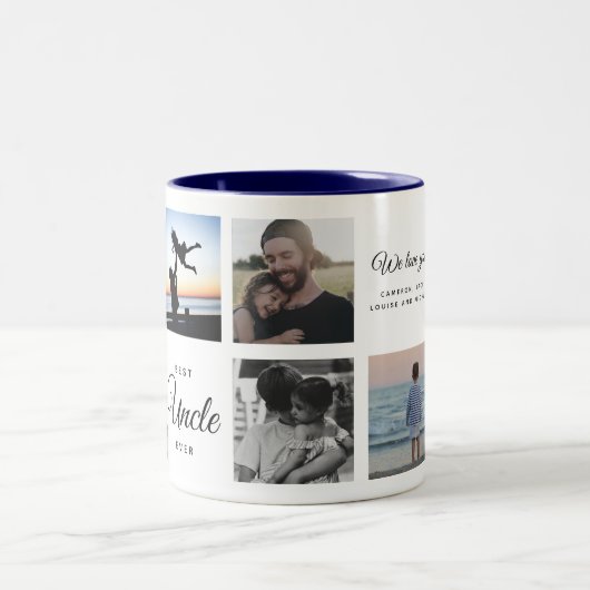 叔父最高のエバーモダントレンディー家族の写真コラージュ ツートーンマグカップ (中央)