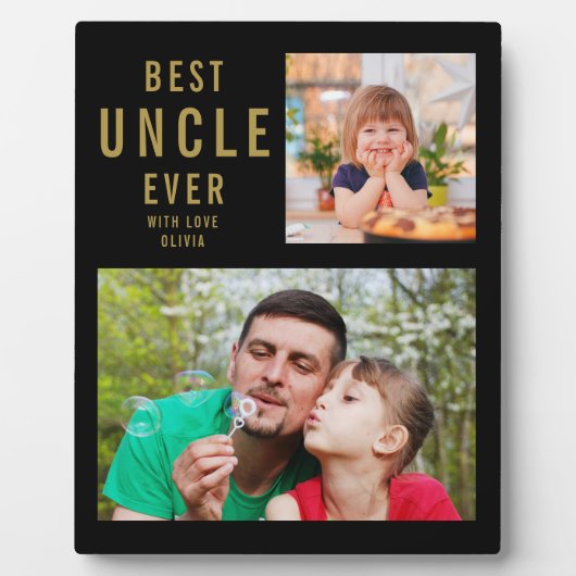 叔父最高のEver 2フォトコラージュ黒と金ゴールド フォトプラーク (正面)