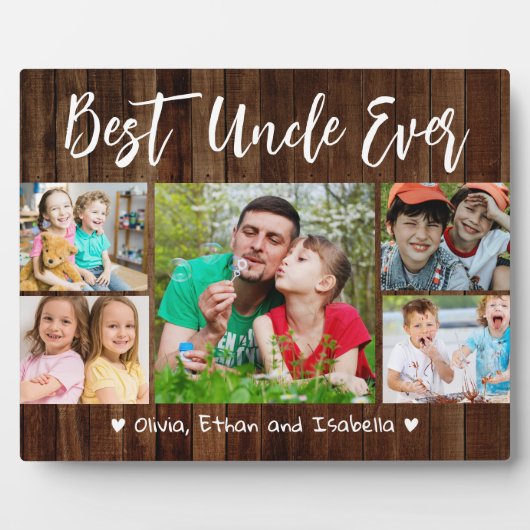 叔父最高のEver 5フォトコラージュパレ素朴ットウッド フォトプラーク (正面)
