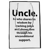 叔父誕生日感動的おもしろい引用文叔父 ミディアムペーパーバッグ (正面)