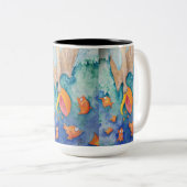 "取って下さい突進を!" ペリカン及び魚の芸術 ツートーンマグカップ (正面右)