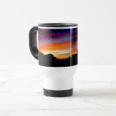 取っ手と日没の写真を持つタンブラー トラベルマグ (正面左)