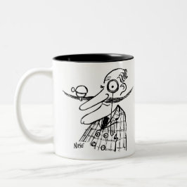 取っ手バーの口ひげと鐘を持つ貴族 ツートーンマグカップ