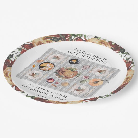 取りに行こう詰まった |感謝祭の友人たち ペーパープレート (アングル)