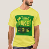 "取りますハイキング"のTシャツは行きます Tシャツ (正面)
