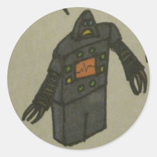 取り乱したロボット ラウンドシール (正面)