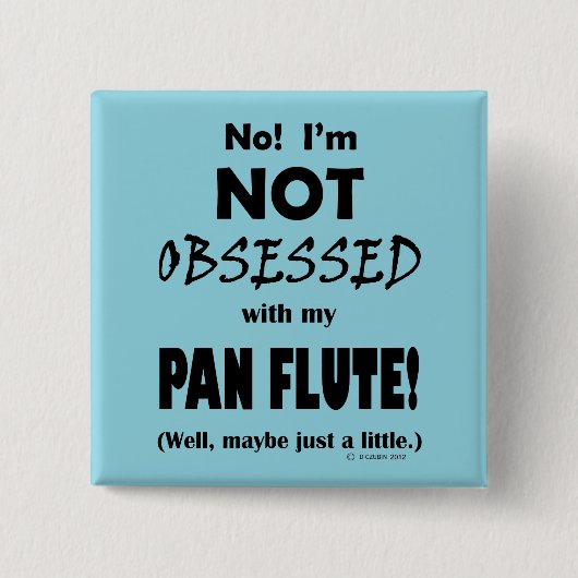 取り付けられたパンフルート 缶バッジ (正面)