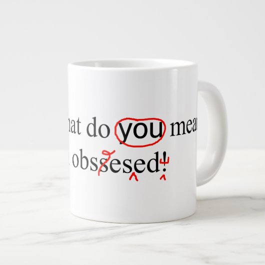 取り付けられた校正者のエラー訂正 ジャンボコーヒーマグカップ (正面右)