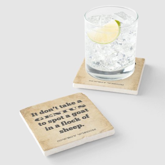 取り得ない |カウボーイウィズダム |南部の引用文 ストーンコースター (横)