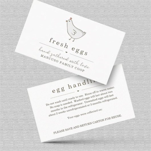 取り扱い指示付き生卵名刺 名刺