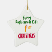 取り替えの子供の1' stのクリスマス セラミックオーナメント (右)