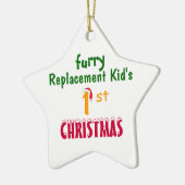 取り替えの子供の1' stのクリスマス セラミックオーナメント (左)