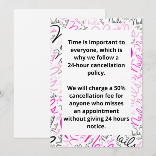 取り消しポリシー 招待状 (正面/裏面)