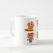 取り組んでいる豚 コーヒーマグカップ (正面左)