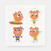 取り組んでいる豚 スタンダードランチョンナプキン (正面)