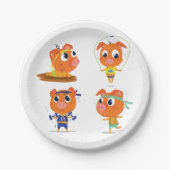 取り組んでいる豚 ペーパープレート (正面)