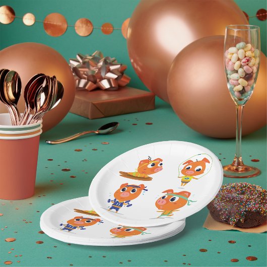 取り組んでいる豚 ペーパープレート