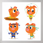 取り組んでいる豚 ポスター (正面)