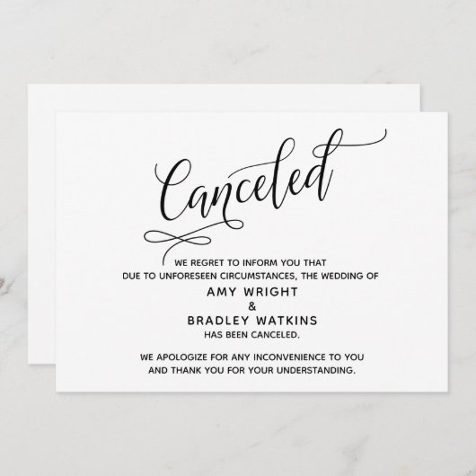 取エレガントり消し結婚済みの発表カード 招待状 (正面/裏面)