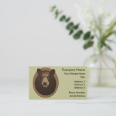 取付けられた剥製術くまの頭部のグラフィック 名刺 (スタンド正面)