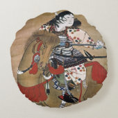 取付けられた武士 ラウンドクッション (裏面)