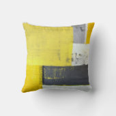 「取付けられた」灰色および黄色の抽象美術 クッション (裏面)