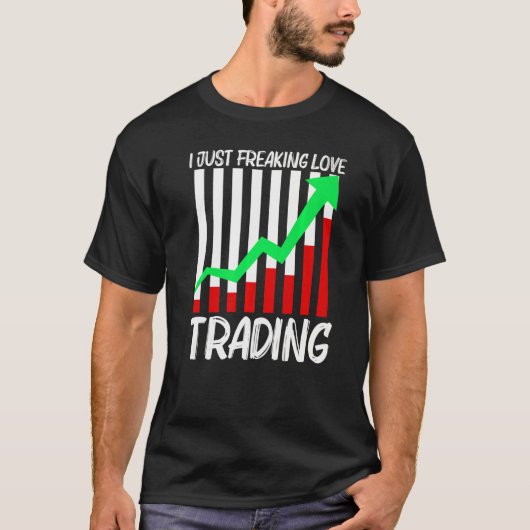 取引カッコいい女男性へ株取引市場取引 Tシャツ (正面)