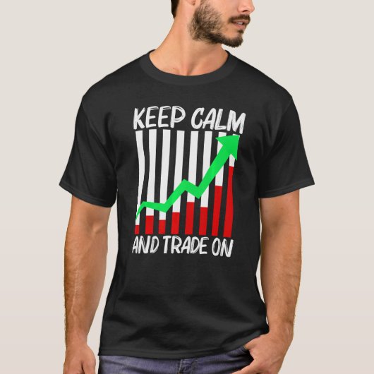 取引カッコいい女男性へ株取引市場取引 Tシャツ (正面)