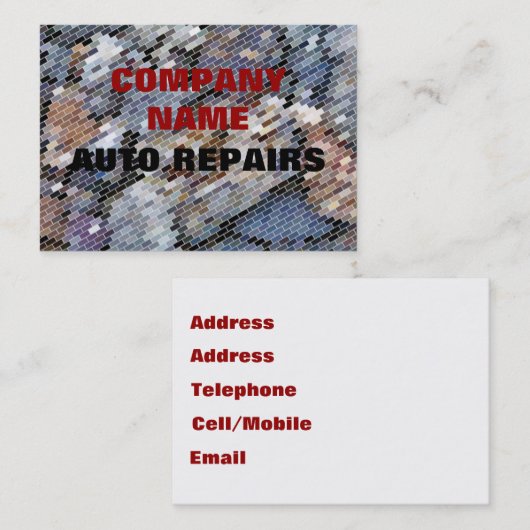 取引、自動修理 名刺 (正面/裏面)