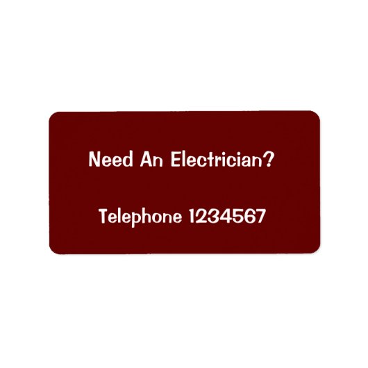 取引。電気技師。 ラベル (正面)