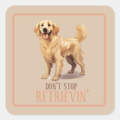 取得しなストップい – 犬の恋人 – ゴールデンリトリバー スクエアシール (正面)