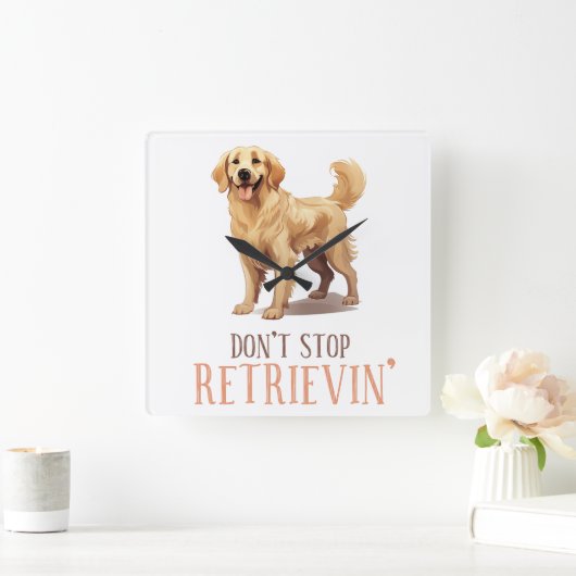 取得しなストップい – 犬の恋人 – ゴールデンリトリバー スクエア壁時計 (ホーム)