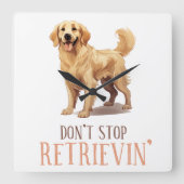 取得しなストップい – 犬の恋人 – ゴールデンリトリバー スクエア壁時計 (正面)