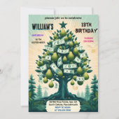 取得自然クール現金のみマネーツリー13誕生日 招待状 (正面)