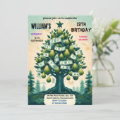 取得自然クール現金のみマネーツリー13誕生日 招待状 (スタンド正面)