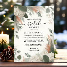 取得赤面ピーチミントモスサージグリーンブライダルシャワー 招待状