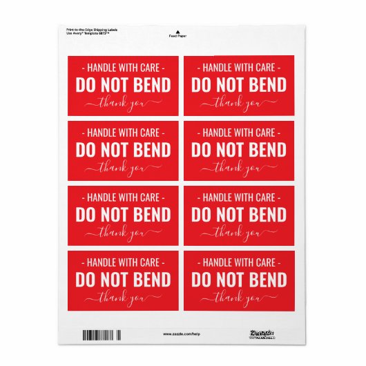 取扱注意 - 折り曲げ厳禁 発送ラベル ラベル (フルシート)