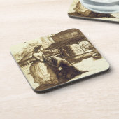 受け入れられて、1853年(紙のペン及び茶色インク) コースター (左側)