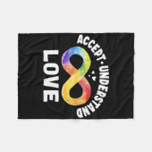 受け入れる愛の自閉症意識Asd Infini フリースブランケット (正面(横))