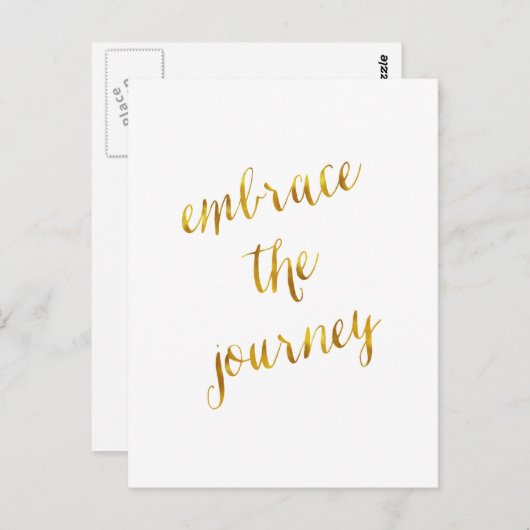 受け入れザジャーニー引用文金ゴールドホイルフェイク勇気 ポストカード (正面/裏面)