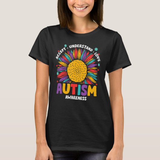 受け入れ愛の自閉症意識パズルAut Tシャツ (正面)