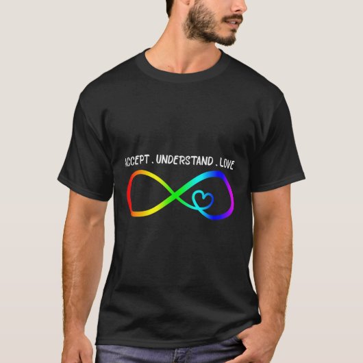 受け入れ愛ハート無限自閉症アウェア Tシャツ (正面)