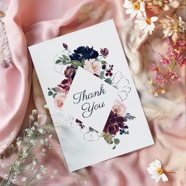 受け入れ結婚フローラ | Burgundy Navy Blue サンキューカード