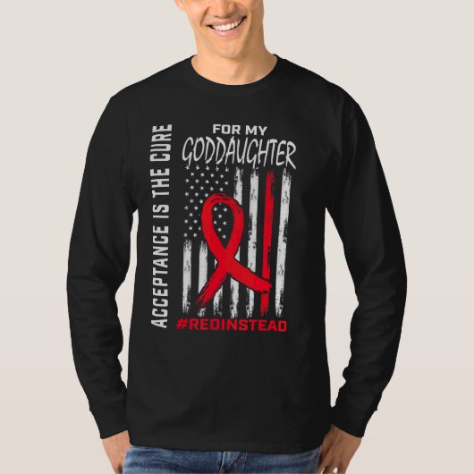 受け入れ赤の代わりに自閉症の女神 Tシャツ (正面)