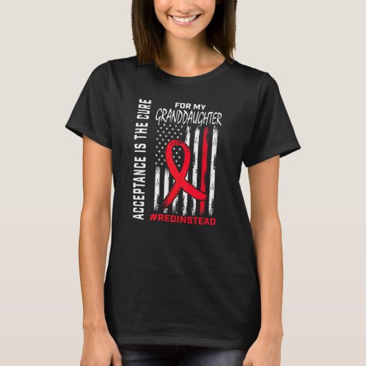 受け入れ赤の代わりに自閉症の祖父 Tシャツ (正面)